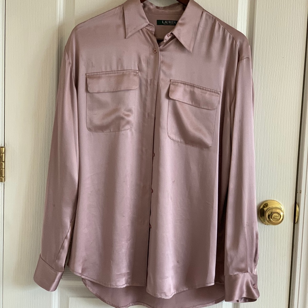 NWOT Ralph Lauren mauve silk blouse size M